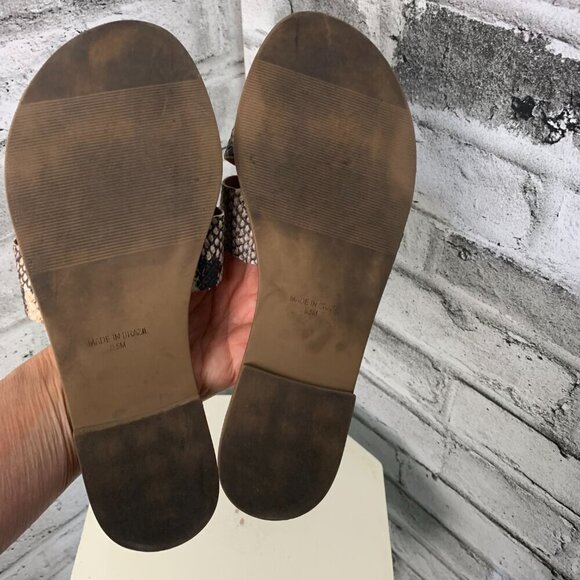 Steve Madden Croc Embossed Faux Leather Slip On Flat Slide Sandals - Picture 9 of 11